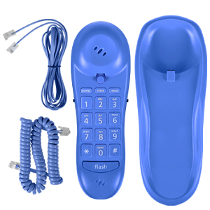 Slimline Blue Colored Phone for Wall Or Desk with Memory blue phone blue telephone