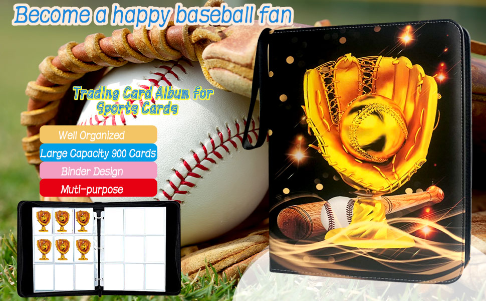 Trading Card Binder 900 Pockets, Baseball Card Binder