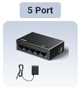 UGREEN Ethernet Switch, 5 Port Gigabit Ethernet Switch, Plug & Play Ethernet Hub, Ethernet Splitt...