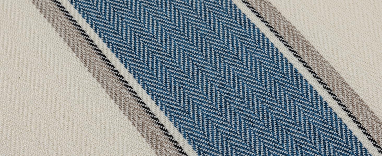 Pushback Recilner, Linen Fabric, Navy Blue Stripe