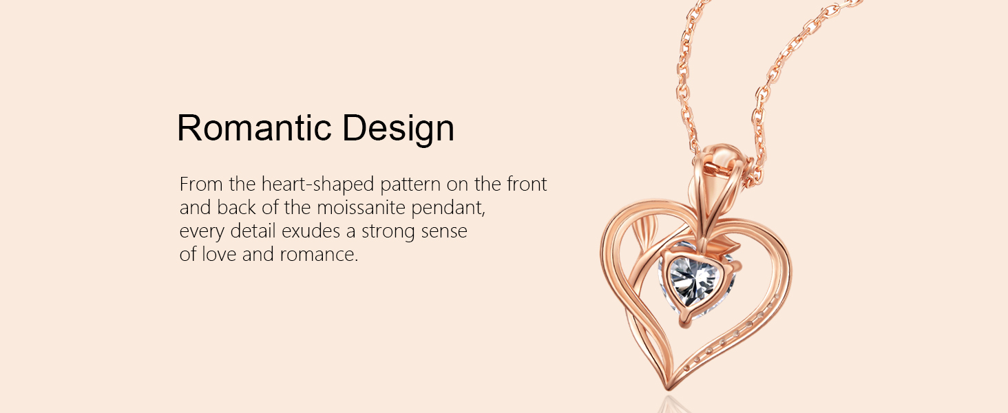 Rose Heart Moissanite Necklace