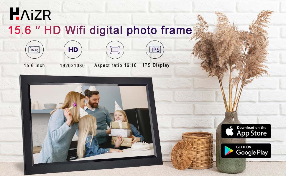HaiZR 15.6 Inch Digital Photo Frame Large WiFi Digital Picture Frame
