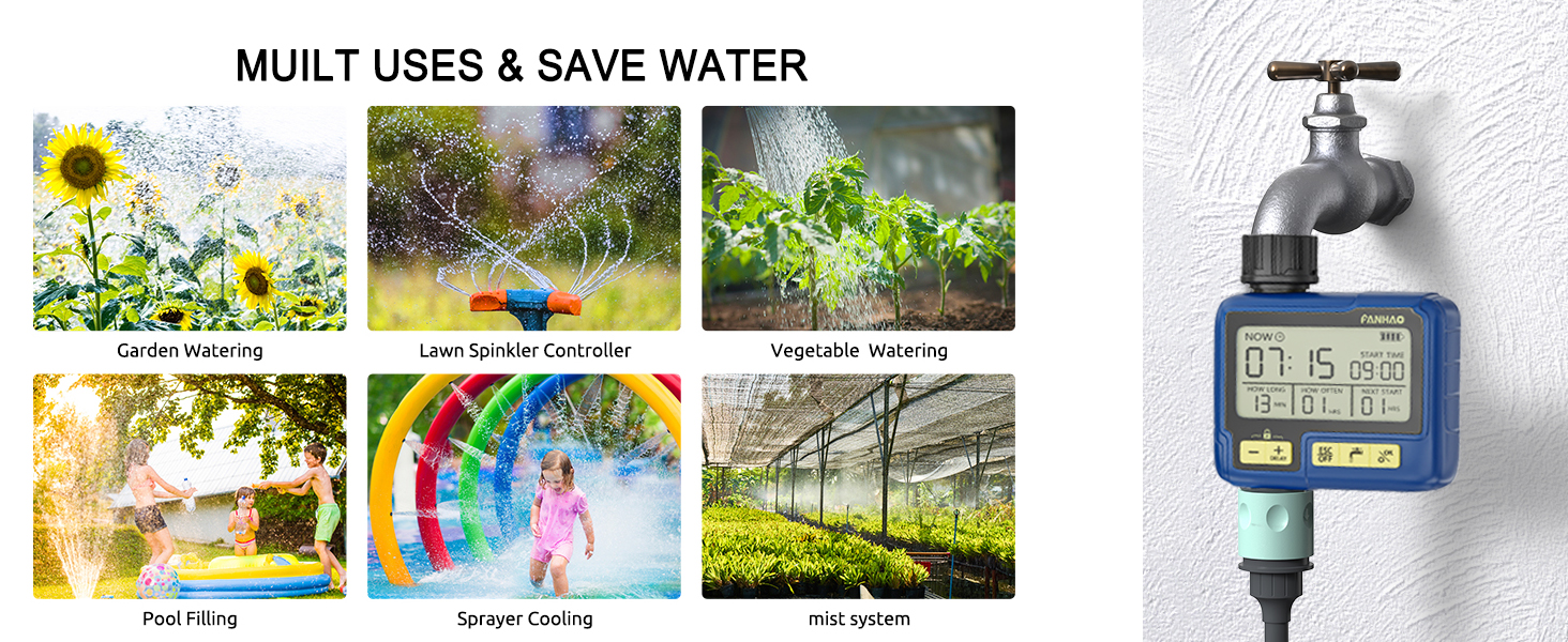 FANHAO Sprinkler Timer, Programmable Water Timer for