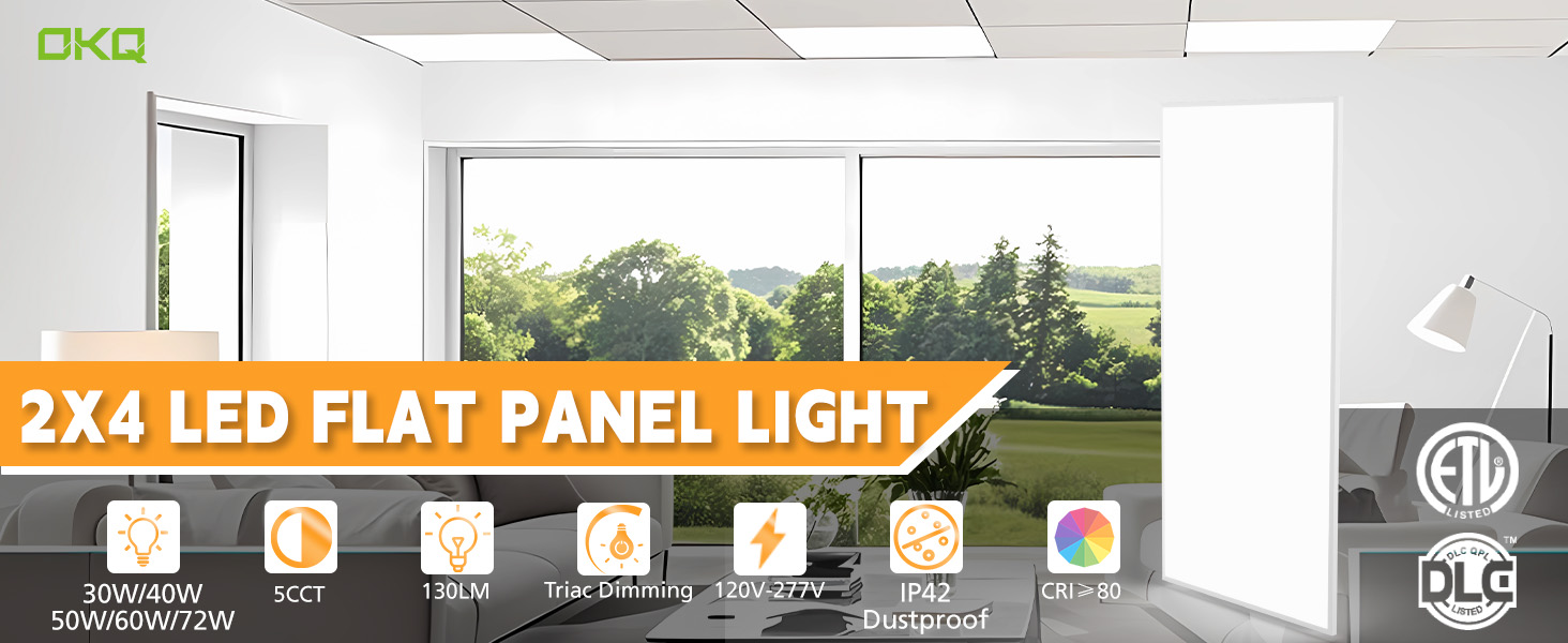 40W/50W/60W, 4000K/5000K/6000K, Dimmable (0-10V), Surface or Suspension Mount