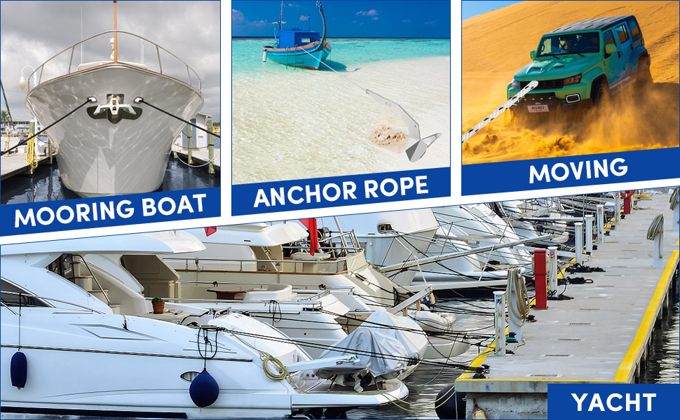 Premium Anchor Rope 50 ft x 3/8 inch, Solid Braid MFP