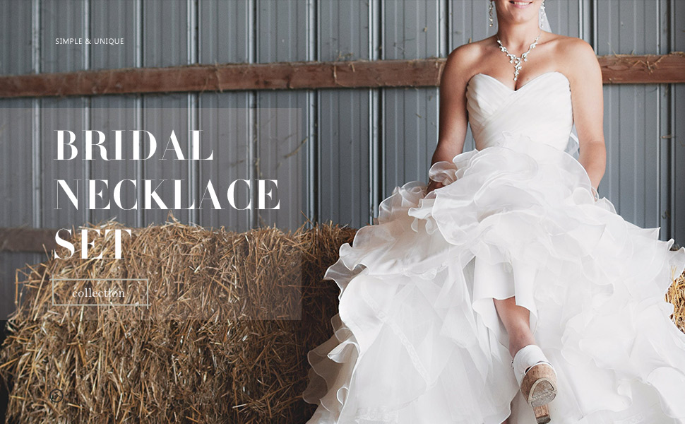 rhinestone necklace bridal and wedding necklace and earrings women bridal jewelry set for bride