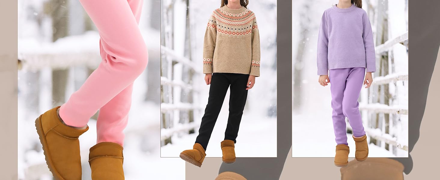 Cotton Girls Fleece Lined Leggings