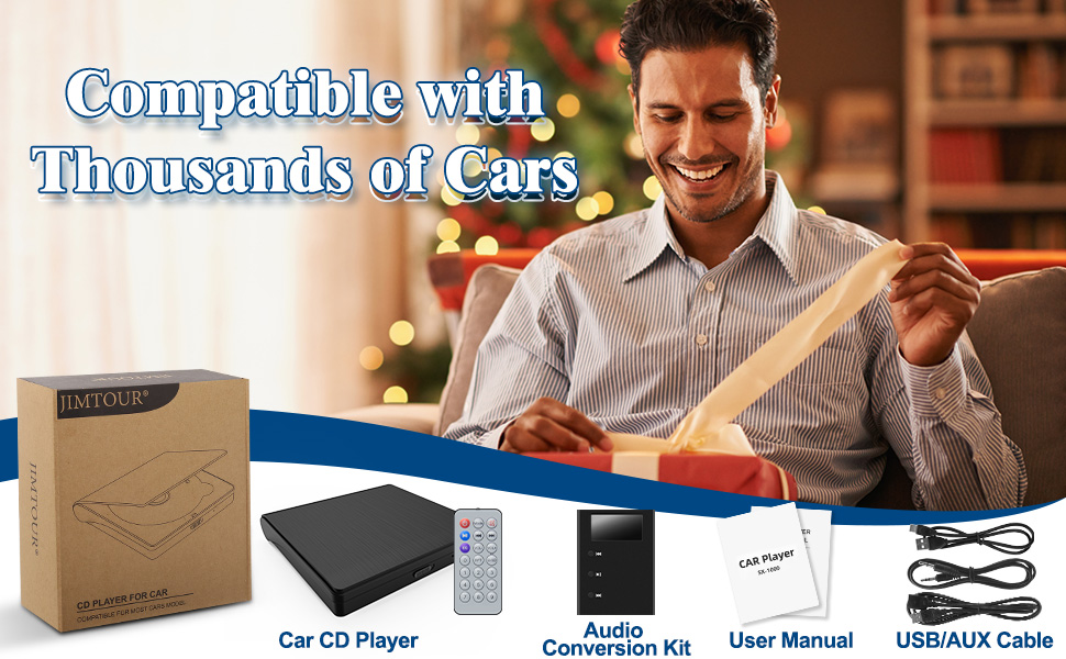 Jimtour Portable External CD Player for Car, New Universal Car CD