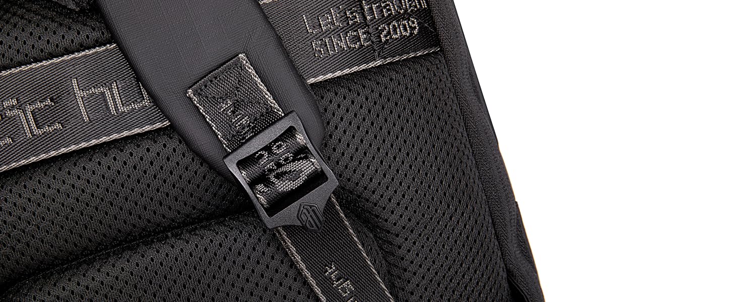 Arctic Hunter Slim Laptop Backpack for Men Women Lightweight 18L Expandable Backpack Shockproof 15.6" Laptop Pocket Water-resistant Daypack Compact Computer Bag for Casual Office Daily College, Black 34 Fixed Luggage Strap