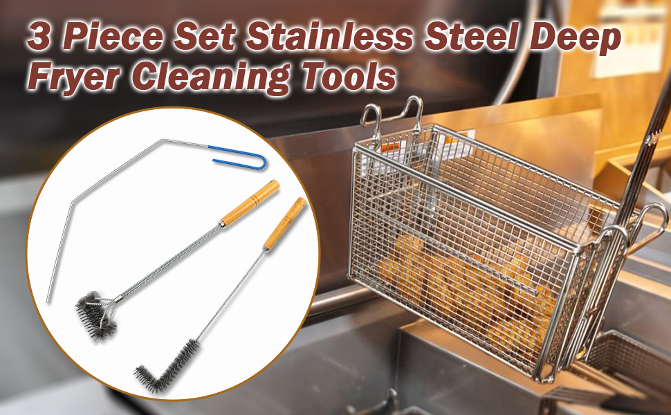 3 Piece Set Fryer Cleaning Tools, Stainless Steel Deep