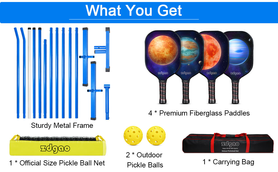 Zdgao Portable Pickle Ball Set with Net Regulation Size