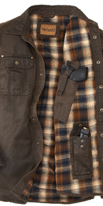 Concealed Carry Leather Canvas Cotton Shirt Jacket Flannel lined holster handgun pistol glock