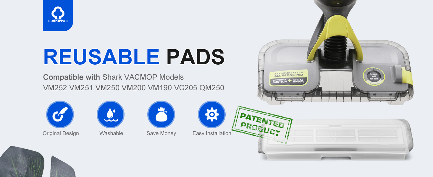 LANMU Reusable Pads Refills Compatible with Shark VACMOP