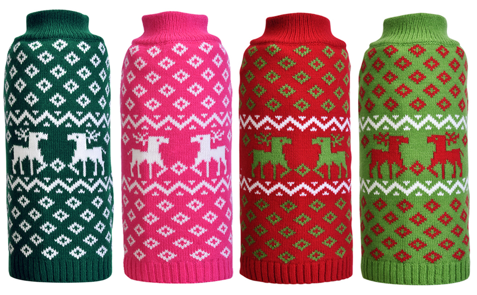 LuzPet Christmas Dog Jumper Xmas Winter Warm Dog Jumpers Sweater