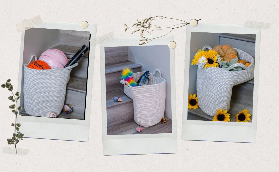 IK Mart Stairs Basket Cotton Rope Basket Internal Support