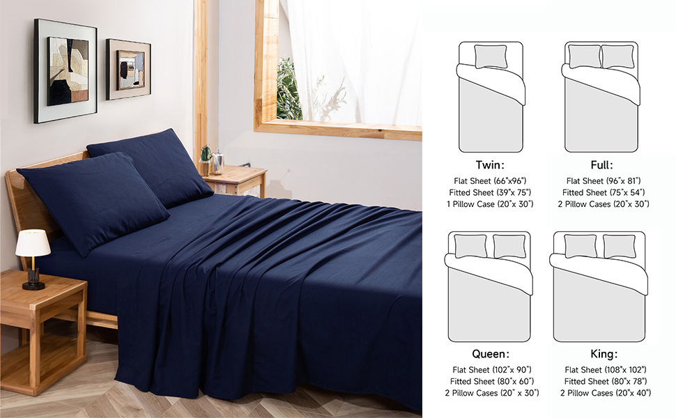 Choc chick 100 Washed Cotton Queen Sheet Set 4 Pieces