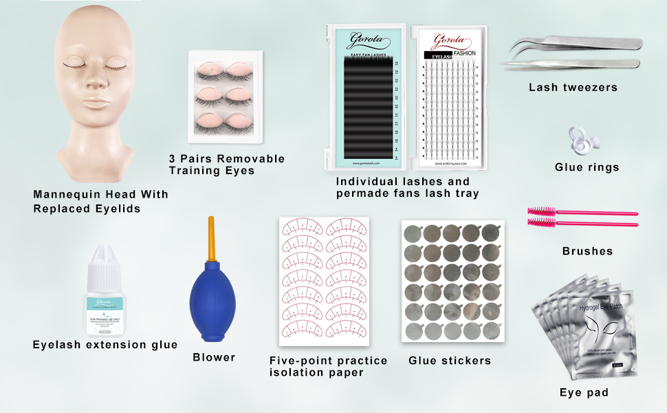 Eyelash Extension Kit Lash Mannequin Head With Replaced Eyelids
