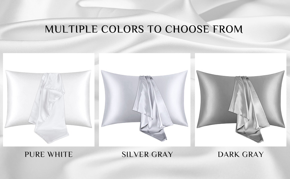 AIMTOP Satin Pillowcases for Hair and Skin, White Silk