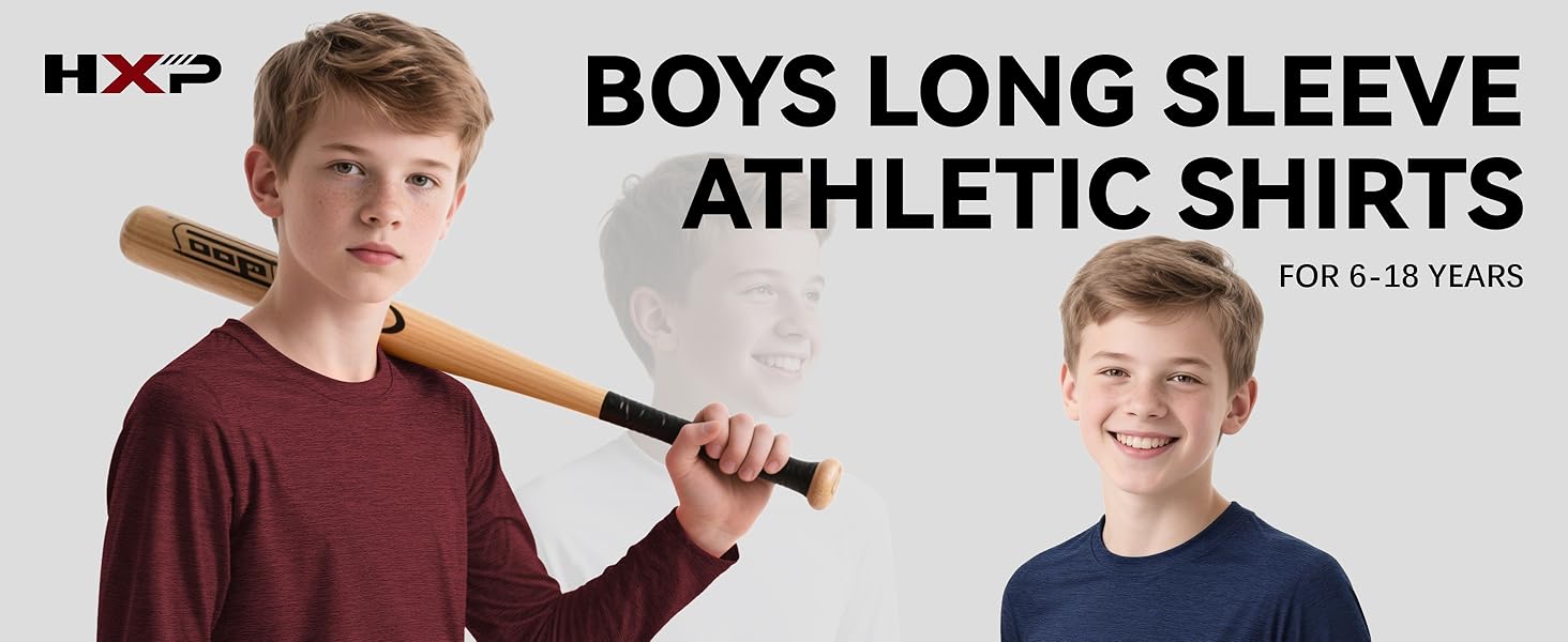 HXP 5 Pack Boys Long Sleeve Shirts Youth Dry Fit Shirts Boys' Activewear Athletic Performance T-Shirts Clothes 6-18 Years 14 boys long sleeve athletic shirts