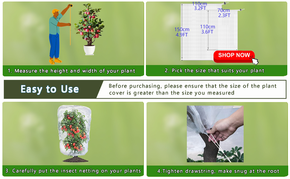 SATXTREM 4Pack Blueberry Bush Cover, 3.2×4.9FT Fruit Tree