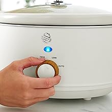 Close-up shots of hands interacting with a white smart device or appliance control panel, showing touch or gesture controls.