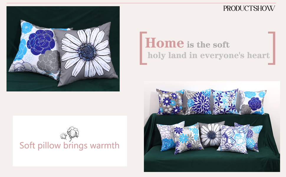 SINOBJ Set of 9,Throw Pillow Covers 16x16 Square,Soft Two