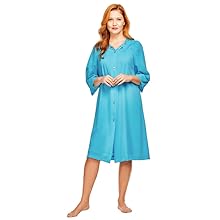 Waltz Length Petals Nightgown Set short pajamas blue gift mom button up silk soft house coat