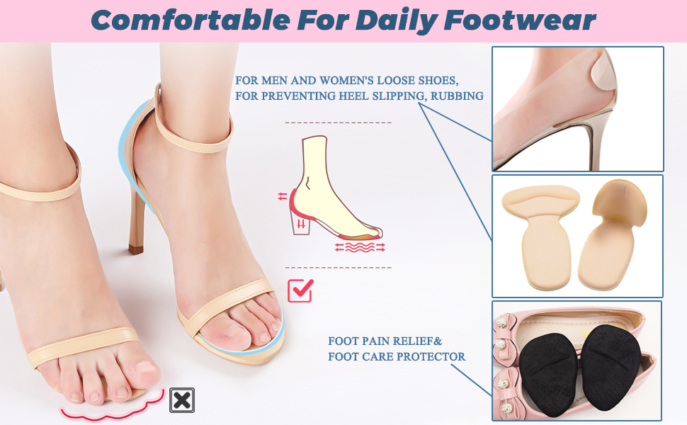 Set of 6 Pairs Long Heel Grips Liners Pads Cushion Inserts