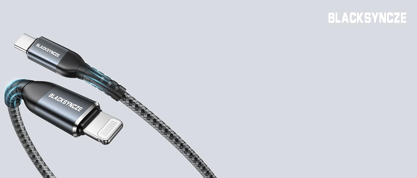 BLACKSYNCZE USB C to Lightning Cable, 2Pack 0.3M USB C iPhone Charger