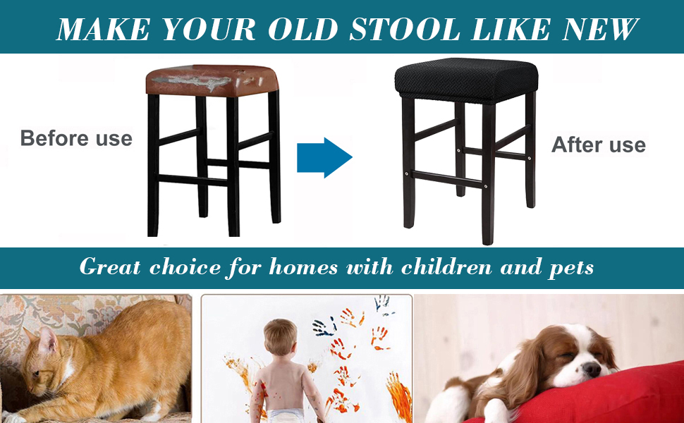 HFCNMY Stool Covers Rectangle,4 Pack Stretch Rectangle Bar