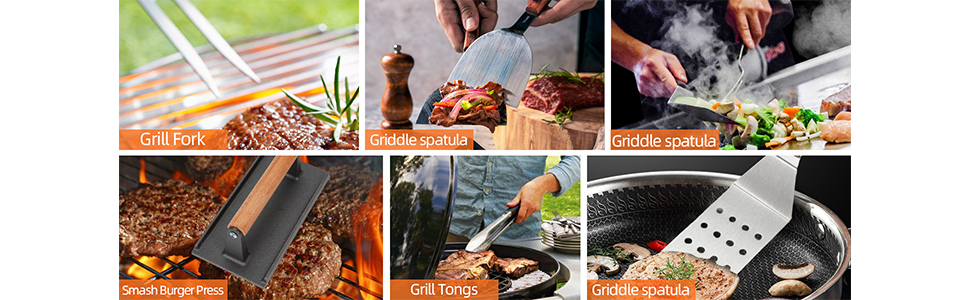 Griddle Accessories Kit Flat Top Grill Accessories Set Griddle Spatula Set for Outdoor BBQ