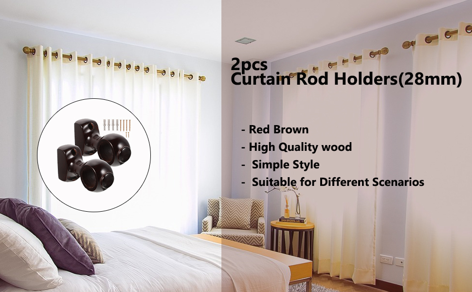 Operitacx 2pcs Wooden Curtain Rod Brackets Window Curtain Brackets