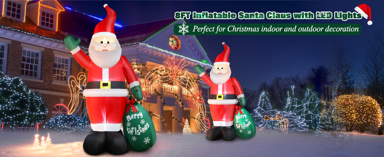8FT inflatable santa with led lights