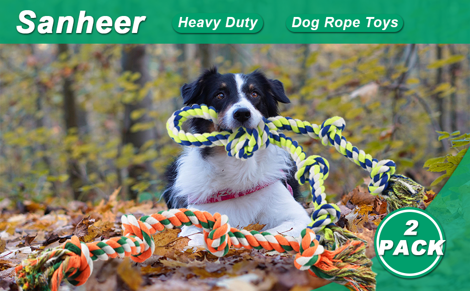 Sanheer 2 PCS Dog Rope Toys for Large Medium Dogs, Indestructible Dog
