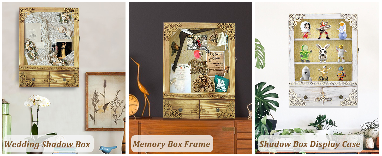 KWYADLUO Large Grey Shadow Box with Light, Pet Memorial