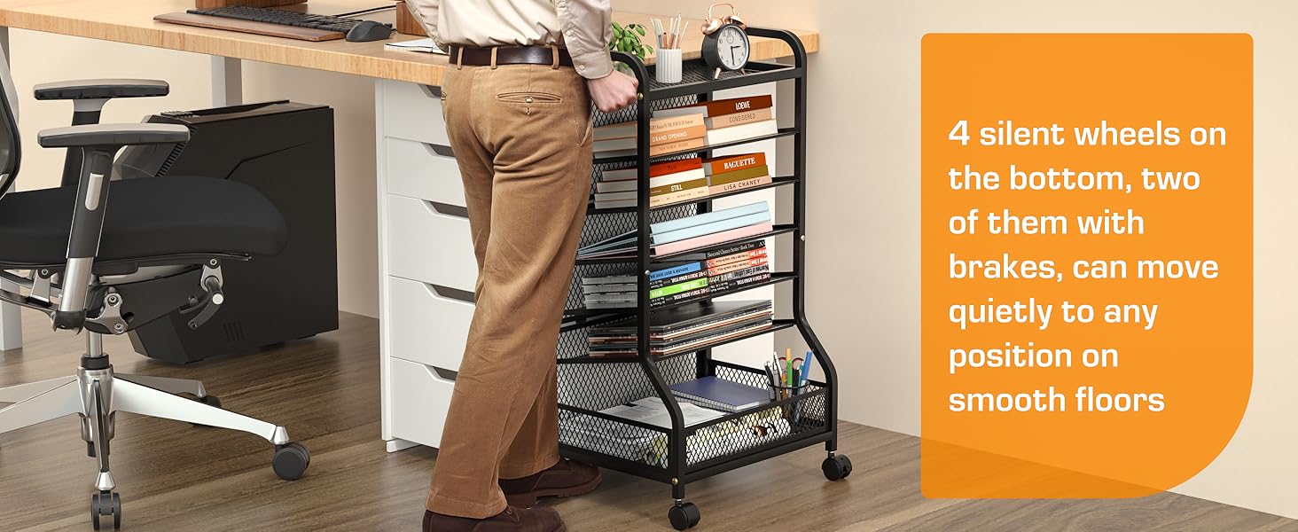 VDamu 7Tier File Organizer Cart Rolling Office File