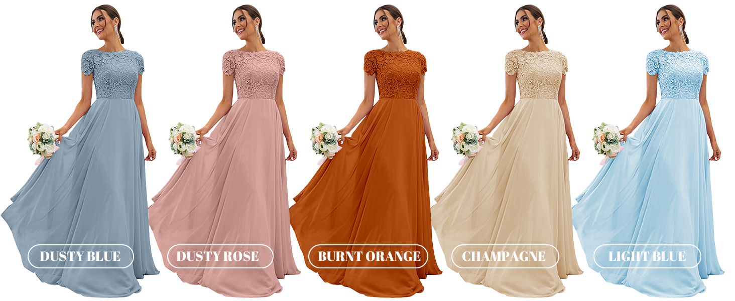 modest floral lace bridesmaid dresses beach wedding cap sleeves mother of the bride dress long