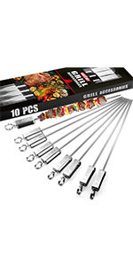 GRILLART Easy to Slide Food Off BBQ Skewers (10PCS)