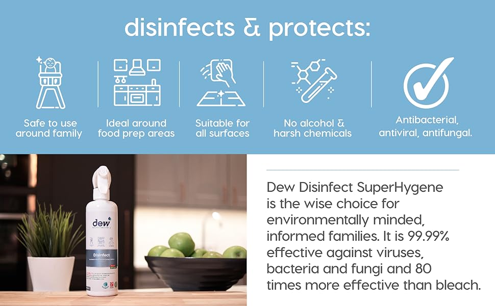 Dew Disinfect Spray 500ml 100 Natural Eco Antibacterial Spray Safe