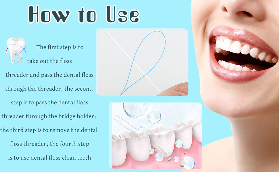 300 Count Floss Threaders, 6 Pack Floss Threader for Bridges Dental Floss Threaders for Braces