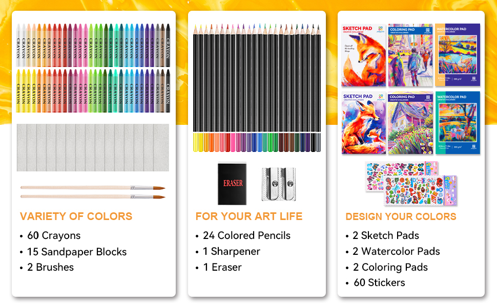 Art Set, 269 Piece Deluxe Wooden Art Supplies Crafts Drawing Painting