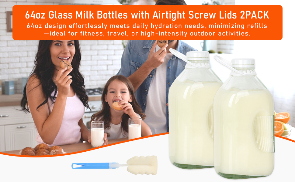 glass milk bottle with lid