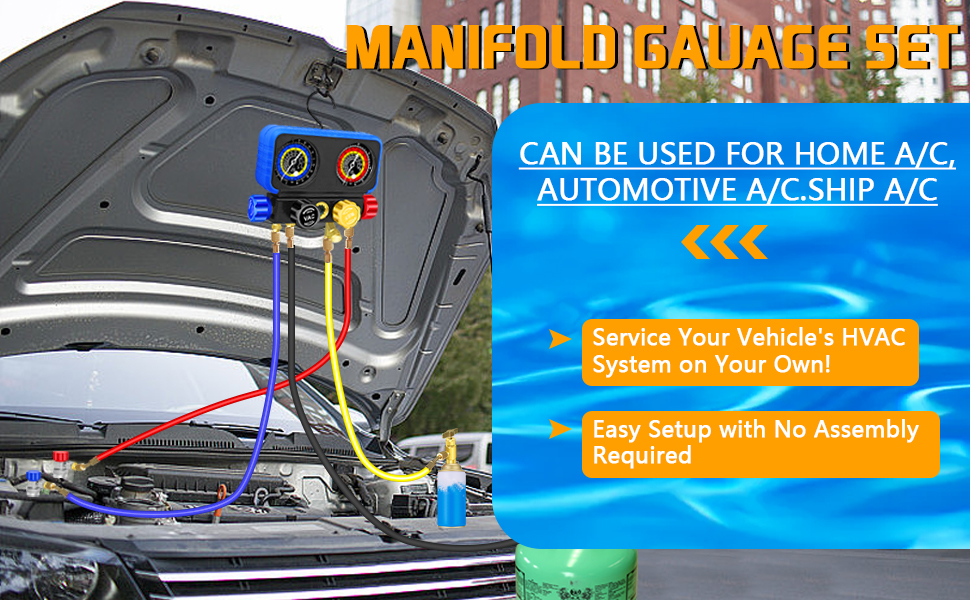 AC Manifold Gauge Set R134A R1234YF, Automotive 4 Way Car