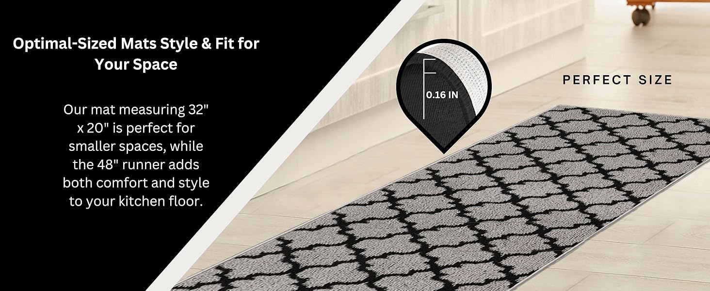 Sleek kitchen mat and runner with slim profile, ideal for any space
