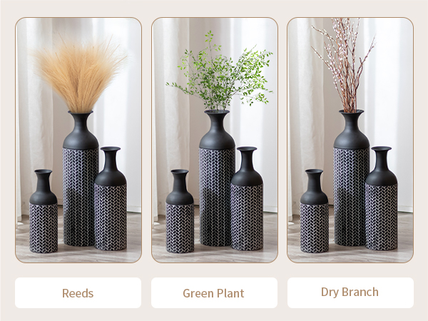 Amazon.com: Sziqiqi Black Large Floor Vases: 27/20/16in Tall