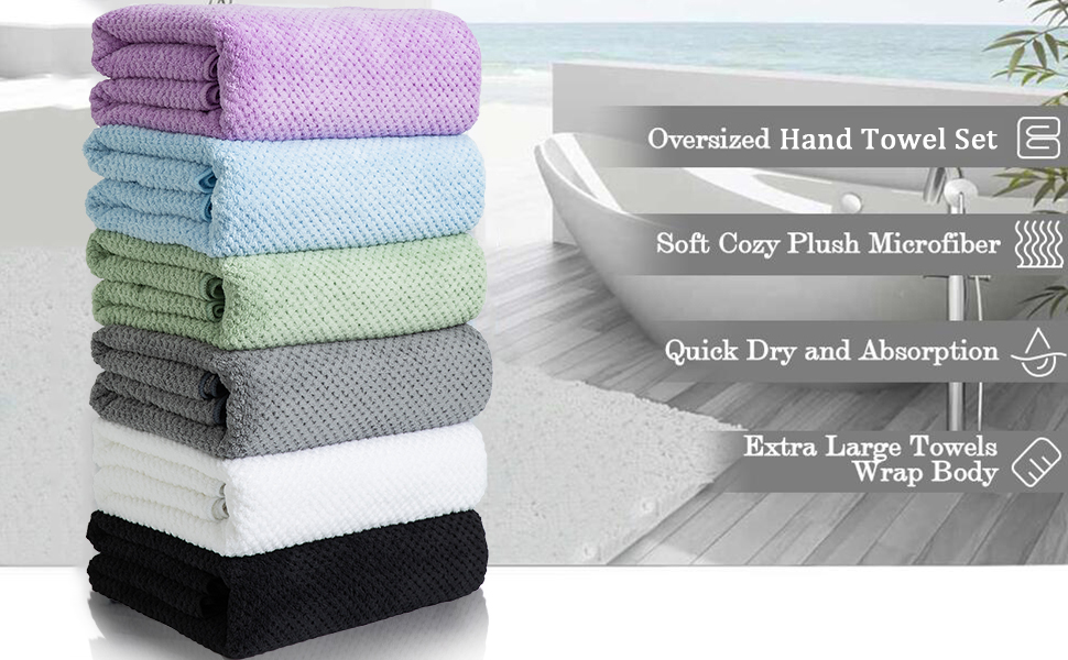 Black Hand Towels Set 2 Pack16“x31”,Ultra Soft Microfibers