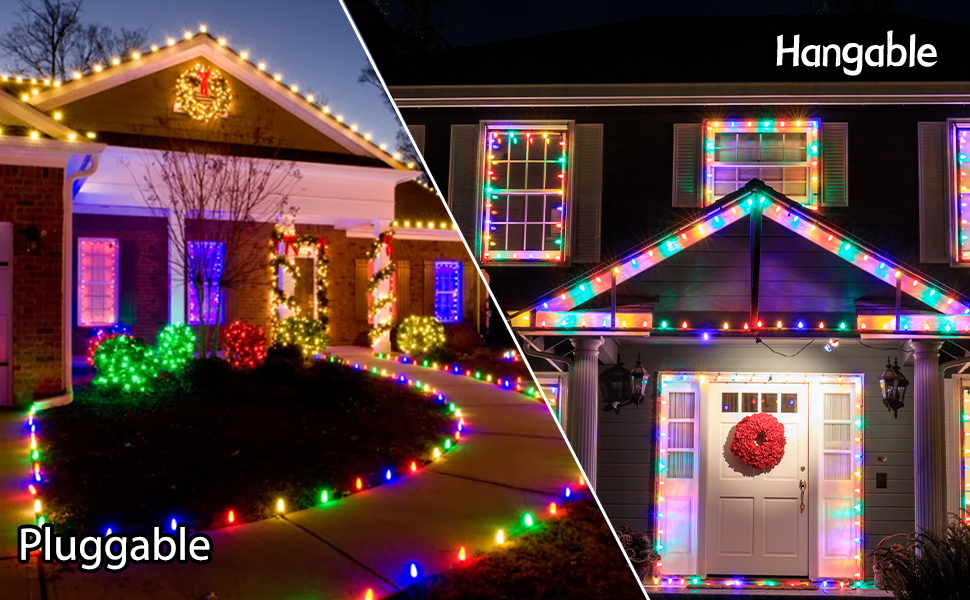 C9 LED Christmas Lights Outdoor with Stakes, 25.7ft 20 LED C9