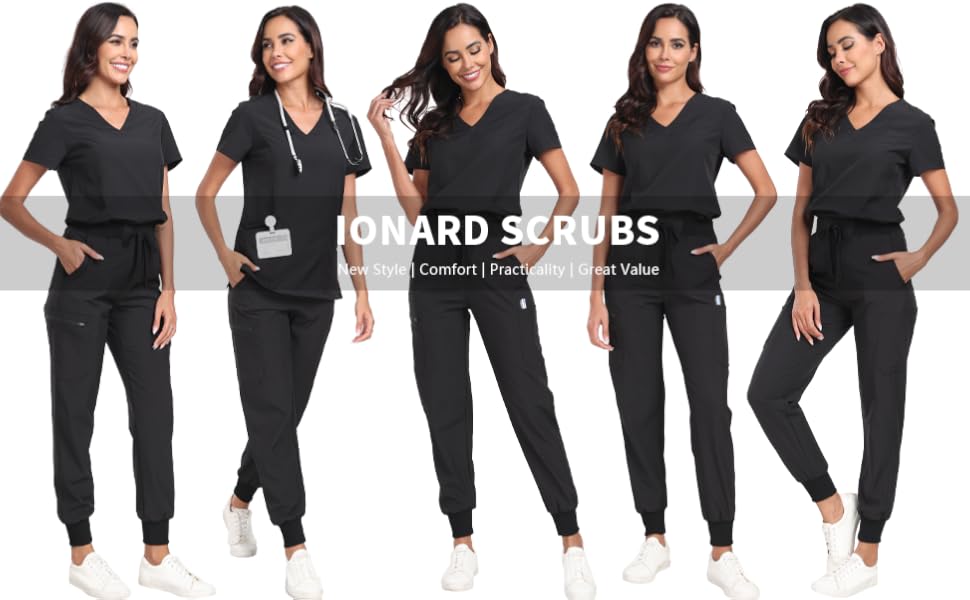 IONARD Scrubs for Women Set VNeck Scrub Top & Cargo