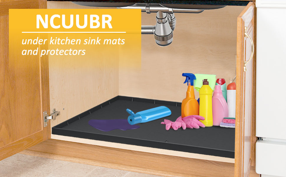 Under Sink Mat for Kitchen Waterproof ，34"x22" Silicone