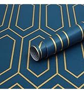 Safiyya Peel and Stick Wallpaper Gold and Blue Wallpaper Geometric Contact Paper Textured Wallpap...